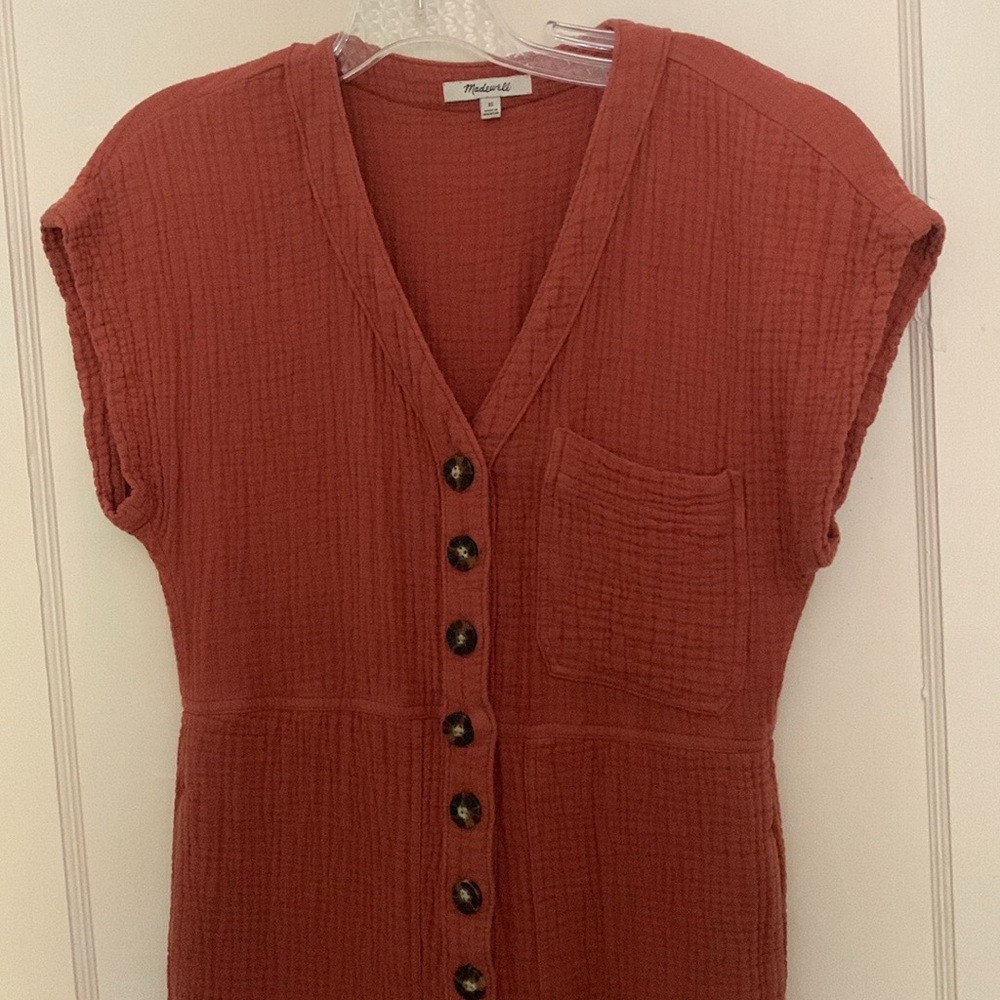 Madewell gauzy rust jumpsuit